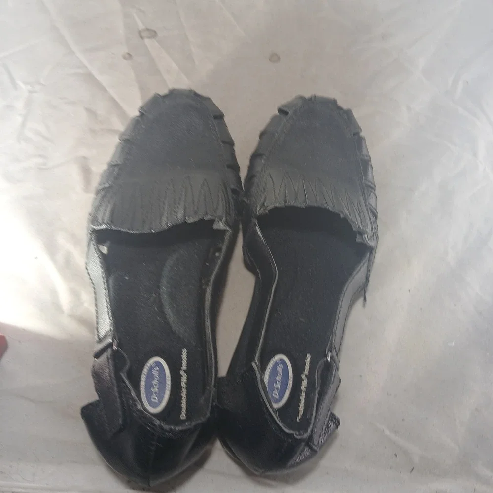 Dr. Scholls Huarache Loafers 8M Black Leather Kiltie Fringe Comfort Shoes